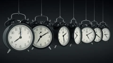 Clock alarm 3D. Time concept. Stock Illustration