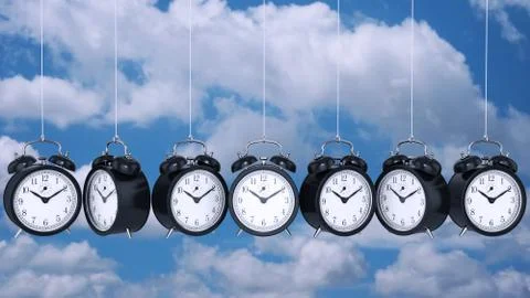 Clock alarm 3D. Time concept. Stock Illustration