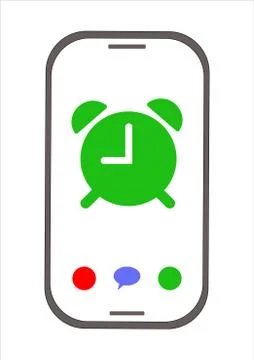 Clock alarm function on the smartphone screen. Stock Illustration