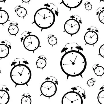 Clock Alarm Icon Vector Illustration Seamless Pattern Background Illustrazione stock