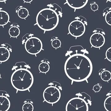 Clock Alarm Icon Vector Illustration Seamless Pattern Background Stock Illustration