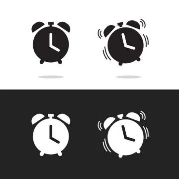 Clock alarm icon vector isolated on white and black background Stock Illustration