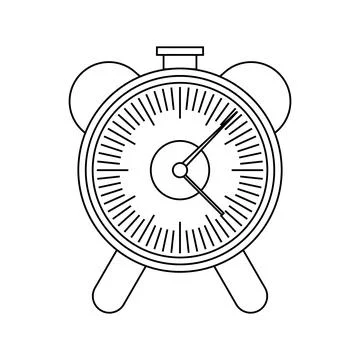 Clock alarm timer wake up black white outline icon - vector illustration Stock Illustration