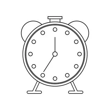 Clock alarm timer wake up black white outline icon - vector illustration Stock Illustration