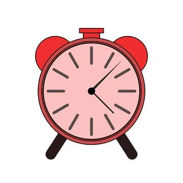 Clock alarm timer wake up red flat design icon - vector illustration Stock Illustration