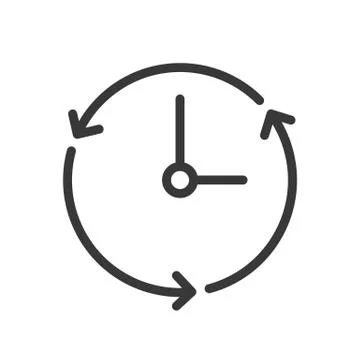 Clock and arrow icon, pixel perfect outline design editable stroke 스톡 일러스트