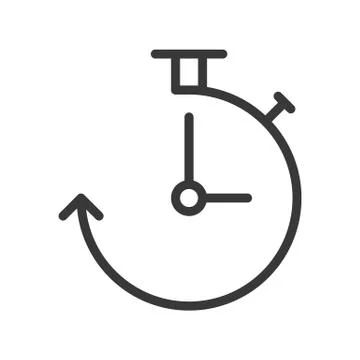Clock and arrow icon, pixel perfect outline design editable stroke 스톡 일러스트