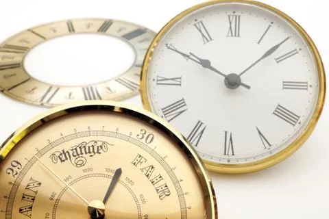 Clock and barometer dials or bezels Stock Photos