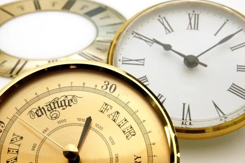 Clock and barometer dials or bezels Stock Photos