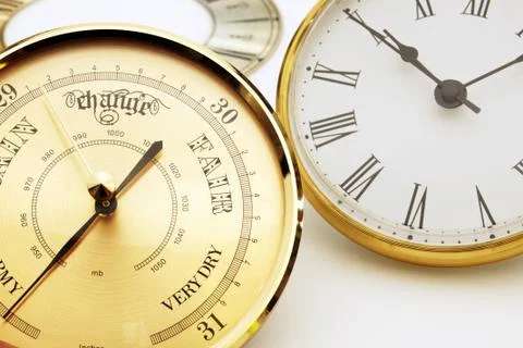 Clock and barometer dials or bezels Stock Photos