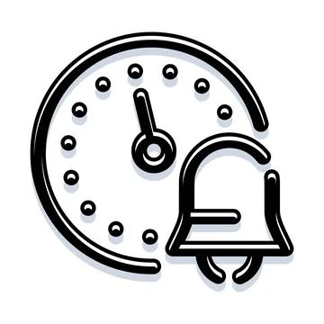 Clock and bell alarm time notification icon Stock Illustration