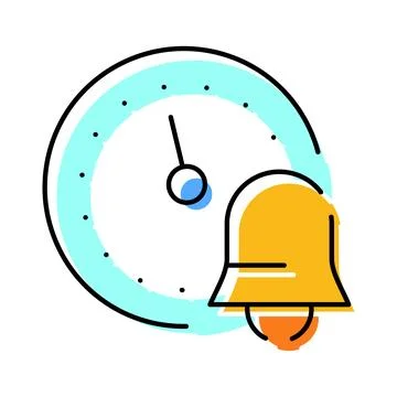 Clock and bell symbol representing time management reminder イラスト素材