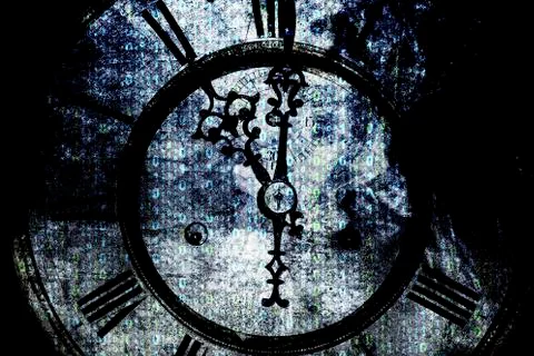 Clock and binary code 스톡 사진