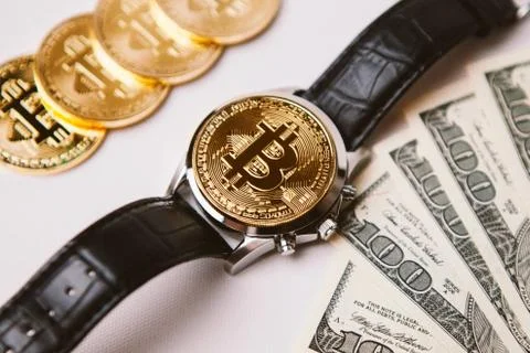 Clock and bitcoin time 库存照片