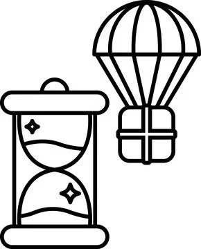 Clock and a box with umbrella Stock Illustration