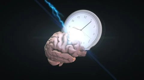 Clock and Brain - Abstract Time Perception Stock Illustration