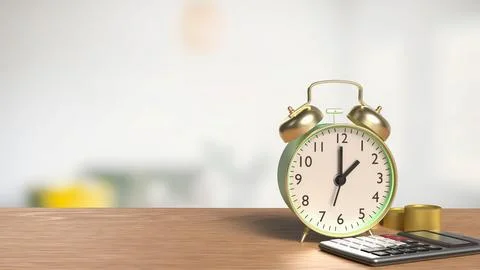 The Clock and calculator for Saving or Earn concept 3d Rendering.. Stock Illustration