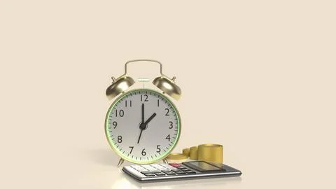 The Clock and calculator for Saving or Earn concept 3d Rendering.. Stock Illustration