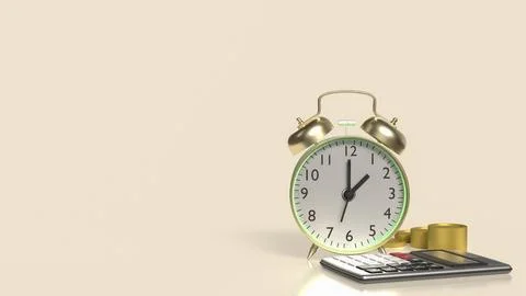 The Clock and calculator for Saving or Earn concept 3d Rendering.. Stock Illustration