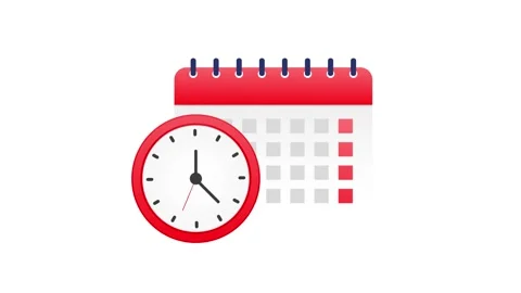 Clock and calendar icon on white and green screen background Stock Footage 319026456