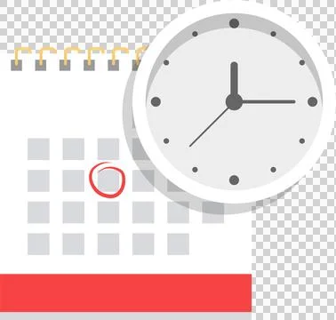 Clock and calendar, reminder to plan and manage time to meet a deadline, sc.. Stock Illustration