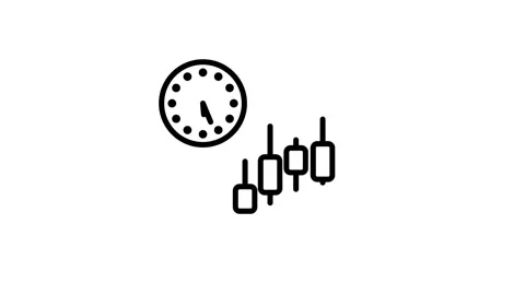 Clock And Candlestick Chart Icon Stock Footage 343508840