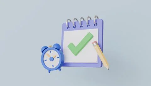 Clock and checklist, Office work and effective deadline management concept Ilustración de archivo
