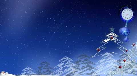 Clock and Christmas tree Stock Footage 12750249