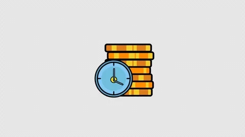 Clock and currency coin animation icon Stock Footage 285018296