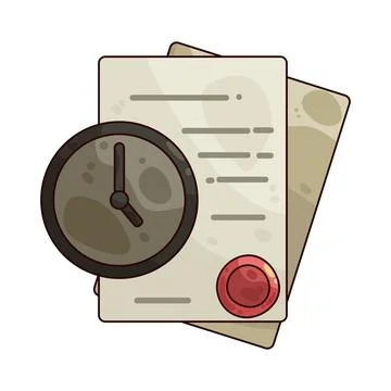 Clock and document illustration Stockillustratie