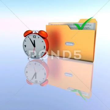Clock and folder Stock Illustration