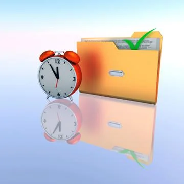 Clock and folder Stock Illustration