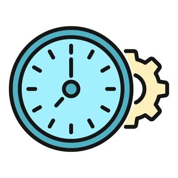 Clock and gear icon representing time management and productivity Illustrazione stock