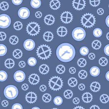 Clock and Gear Seamless Pattern 스톡 일러스트