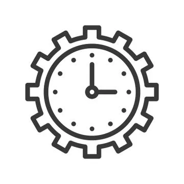 Clock and gear, time management or maintain icon, pixel perfect, outline desi Stock-Illustration