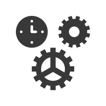 Clock and gear, time management or maintain icon, pixel perfect design Stock Illustration