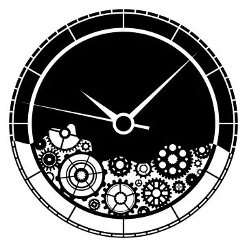 Clock and gears illustration. Illustrazione stock