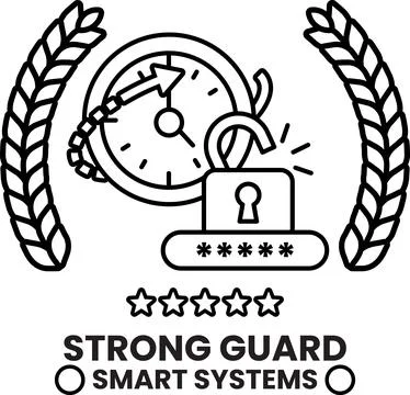 A clock and a lock are on a white background Illustrazione stock