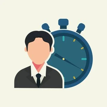 Clock and man vector illustration. time management concept. Business and fi.. Stock Illustration