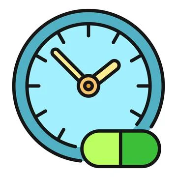 Clock and pill showing medication time reminder concept Stock Illustration