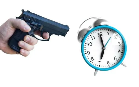 Clock and pistol Stock Illustration