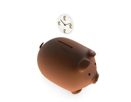Clock and pound symbol, time is money, savings Stock Illustration