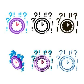 Clock and question range mark icon outline イラスト素材