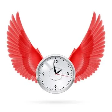 Clock and red wings Stock Illustration