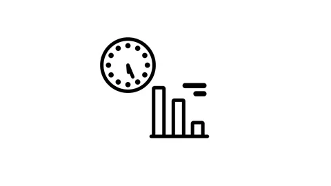Clock And Rising Bar Chart Icon Stock Footage 343508775
