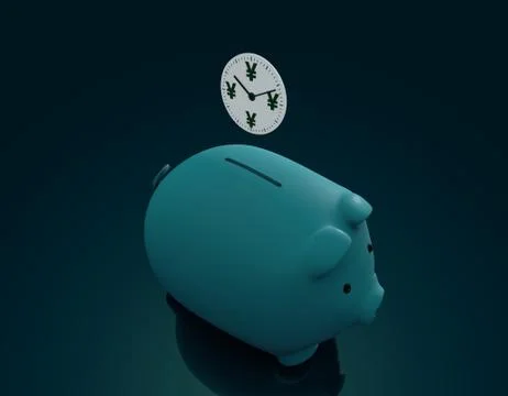 Clock and RMB symbol, time is money, savings Stock Illustration