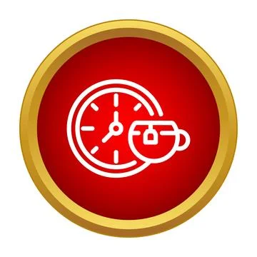 Clock and tea cup representing break time management icon Stock Illustration
