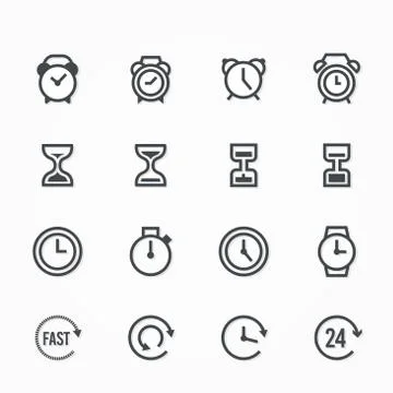 Clock and time icon set Stock-Illustration