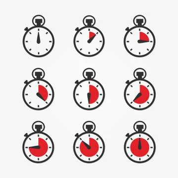 Clock and time icon set Stock Illustration