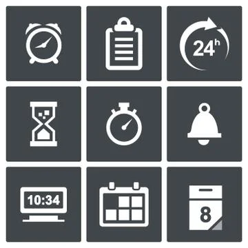 Clock and time icons Stock Illustration